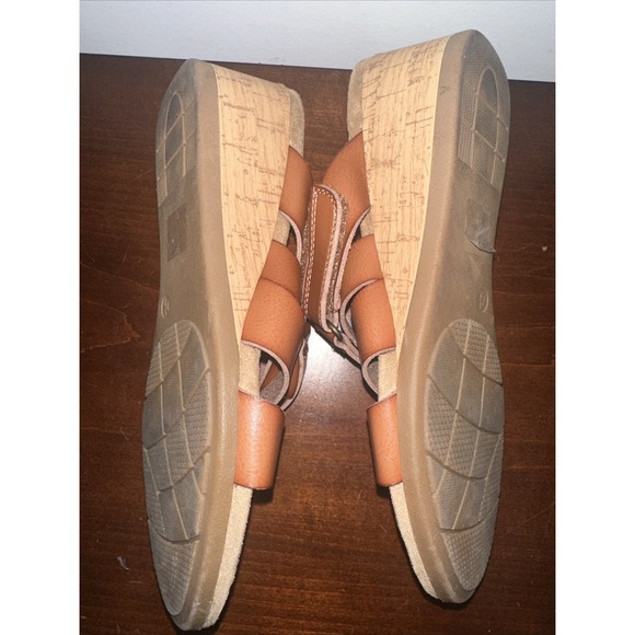 Bjorndal Mabel Leather Cognac Wedge Sandals Criss Cross Womens Size 7 1/2 - Picture 3 of 7